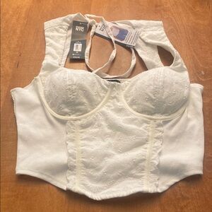 NYC White Lace Bustier Bra